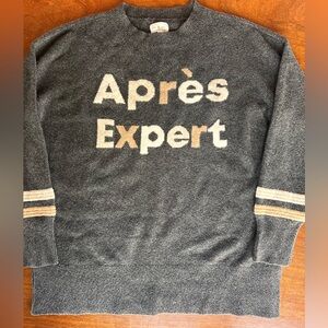 Lou & Grey Tunic Sweater Charcoal Grat Apres Ski Crewneck Sweater, Size L